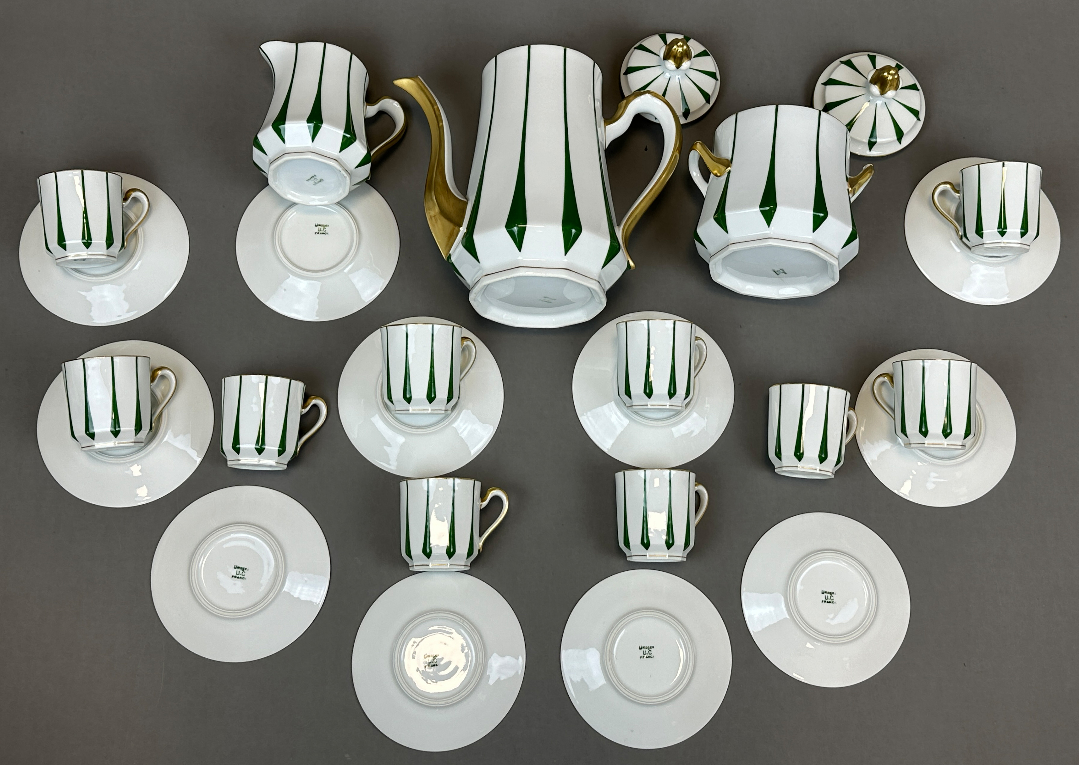 Antique mocha service LIMOGES for 11 persons. France. Art déco. - Image 10 of 16