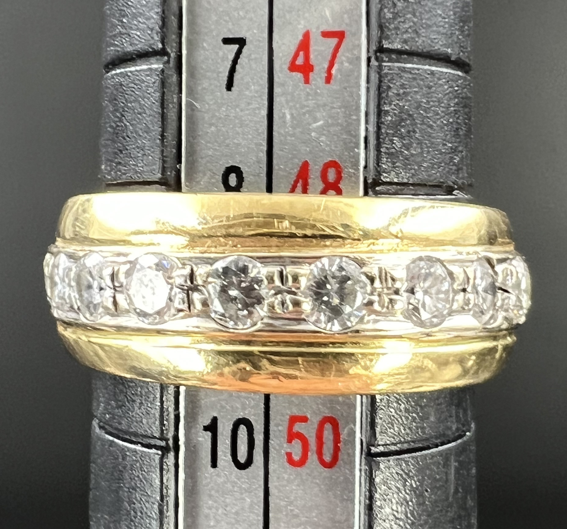 Ladies' ring. 750 yellow gold and white gold with 10 small diamonds. - Image 6 of 10