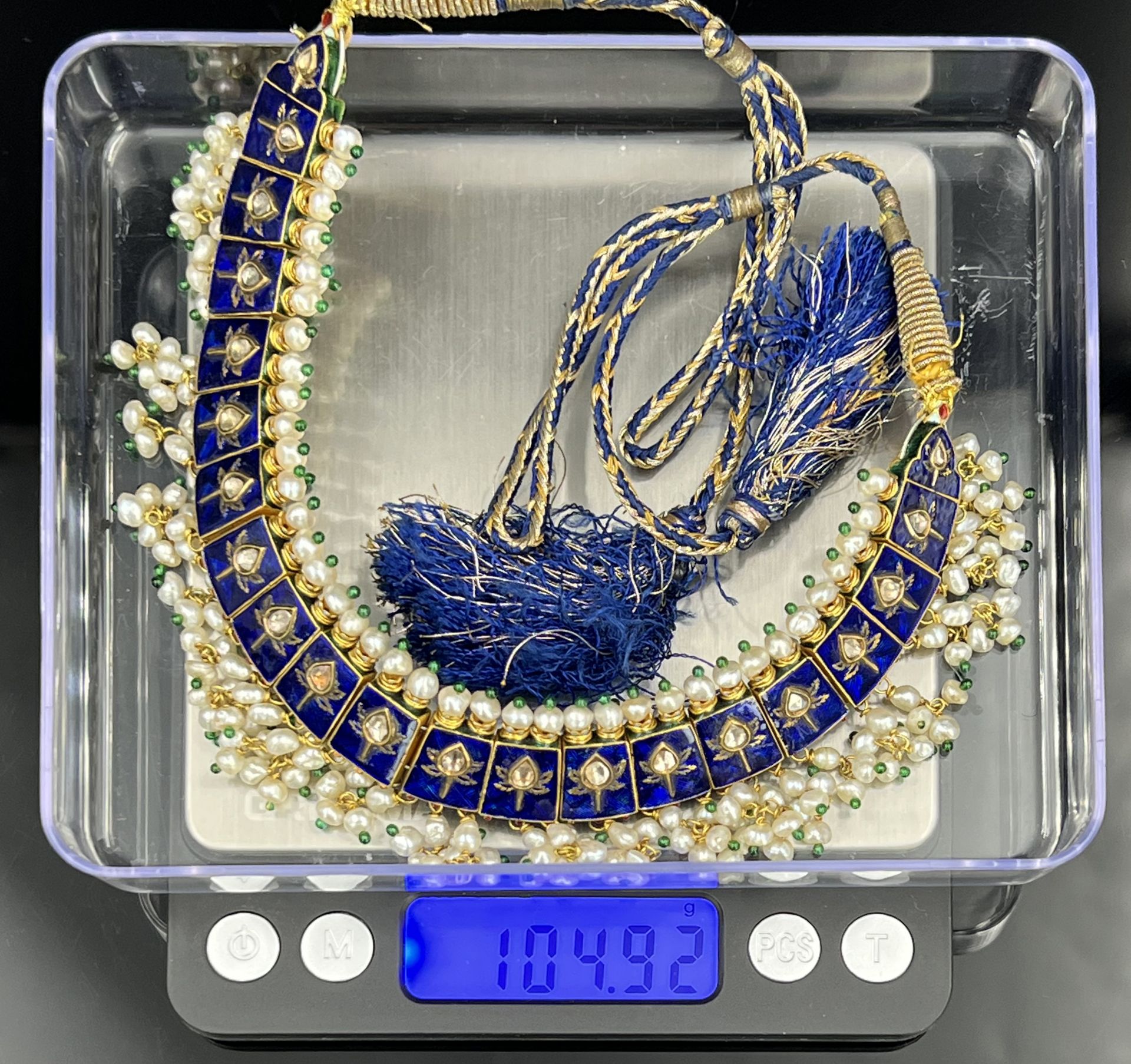 Necklace. 750 yellow gold with diamonds and pearls. Persia. - Image 16 of 16