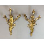 Pair of antique wall candlesticks. Gilt bronze. 19th century.