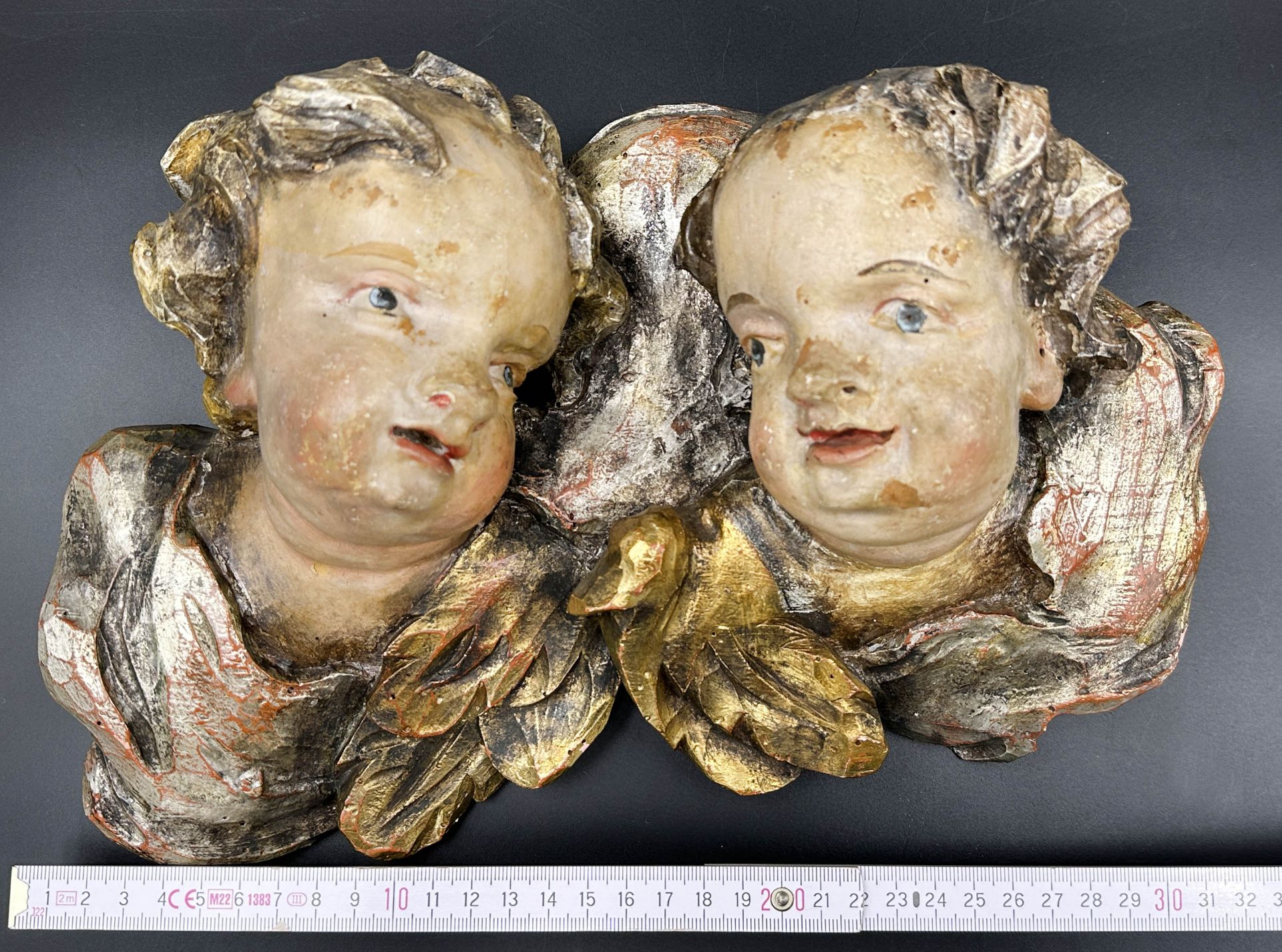 Wooden figures. Pair of putti. Baroque. 18th century. - Image 8 of 8