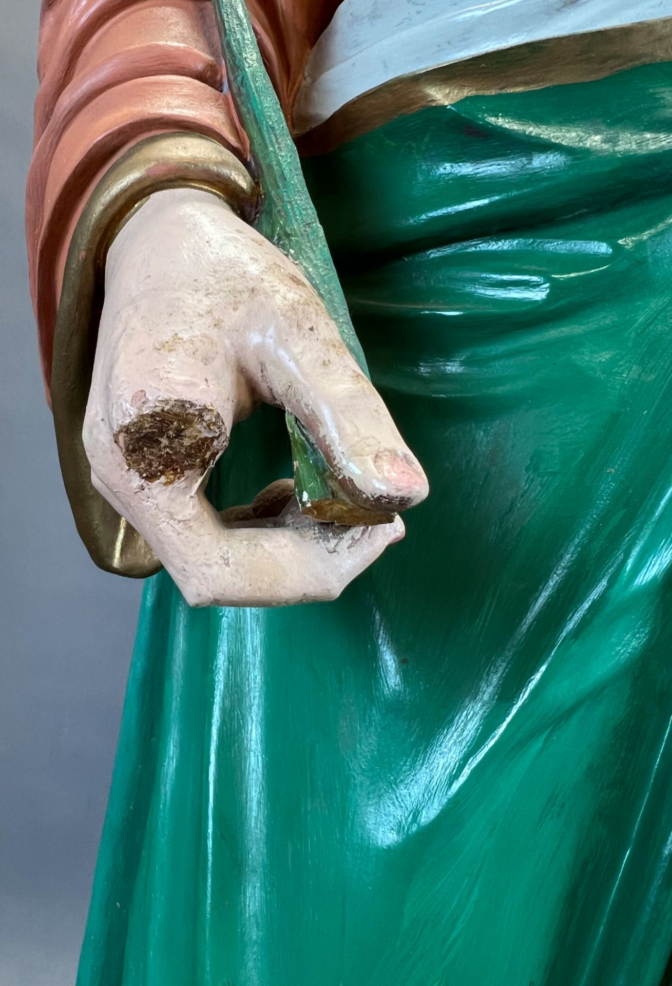 Große Skulptur. Hl. Josef mit Christuskind. Nazarener. 19. Jahrhundert. Italien. - Bild 7 aus 13
