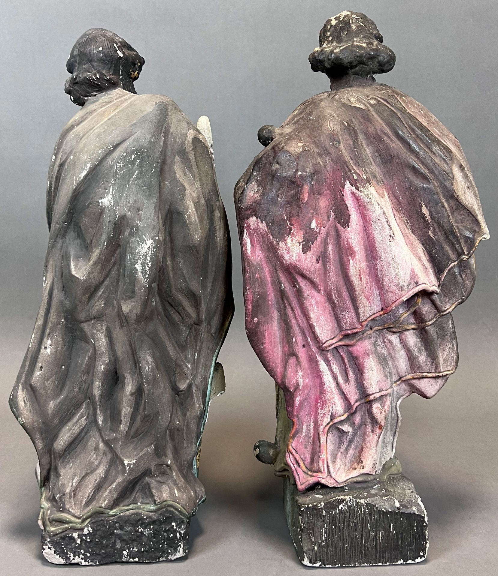 2 Steinfiguren. Heilige mit Säge und Lanze. 1. Hälfte 19. Jahrhundert. - Bild 3 aus 11