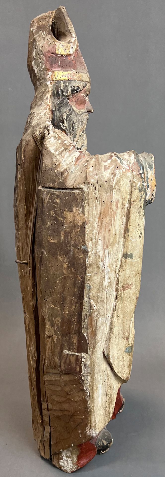 Wooden figure. Probably St Urban with a book. 17th century. Lower Rhine. - Image 4 of 11