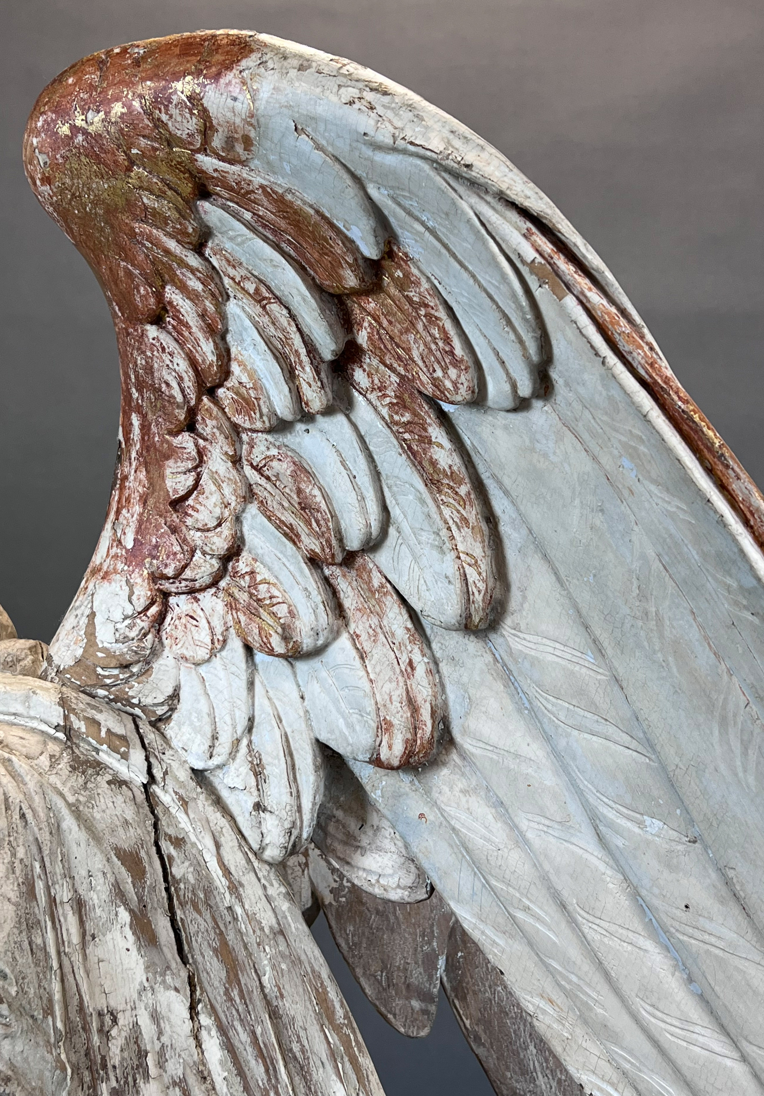 Large wooden sculpture. Kneeling angel. Late 17th century. Italy. - Image 7 of 19