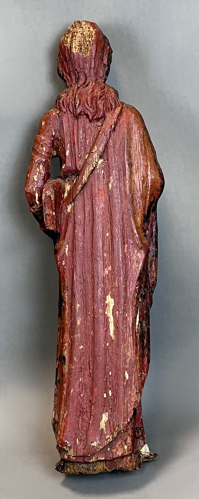 Romanesque figure of a saint. Clergyman. Probably 13th century. - Image 2 of 12