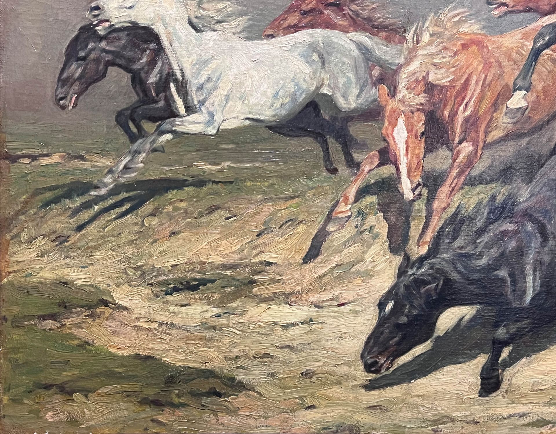 Alfred ROLOFF (1879 - 1951). Herd of wild horses fleeing from the flames. - Image 5 of 11