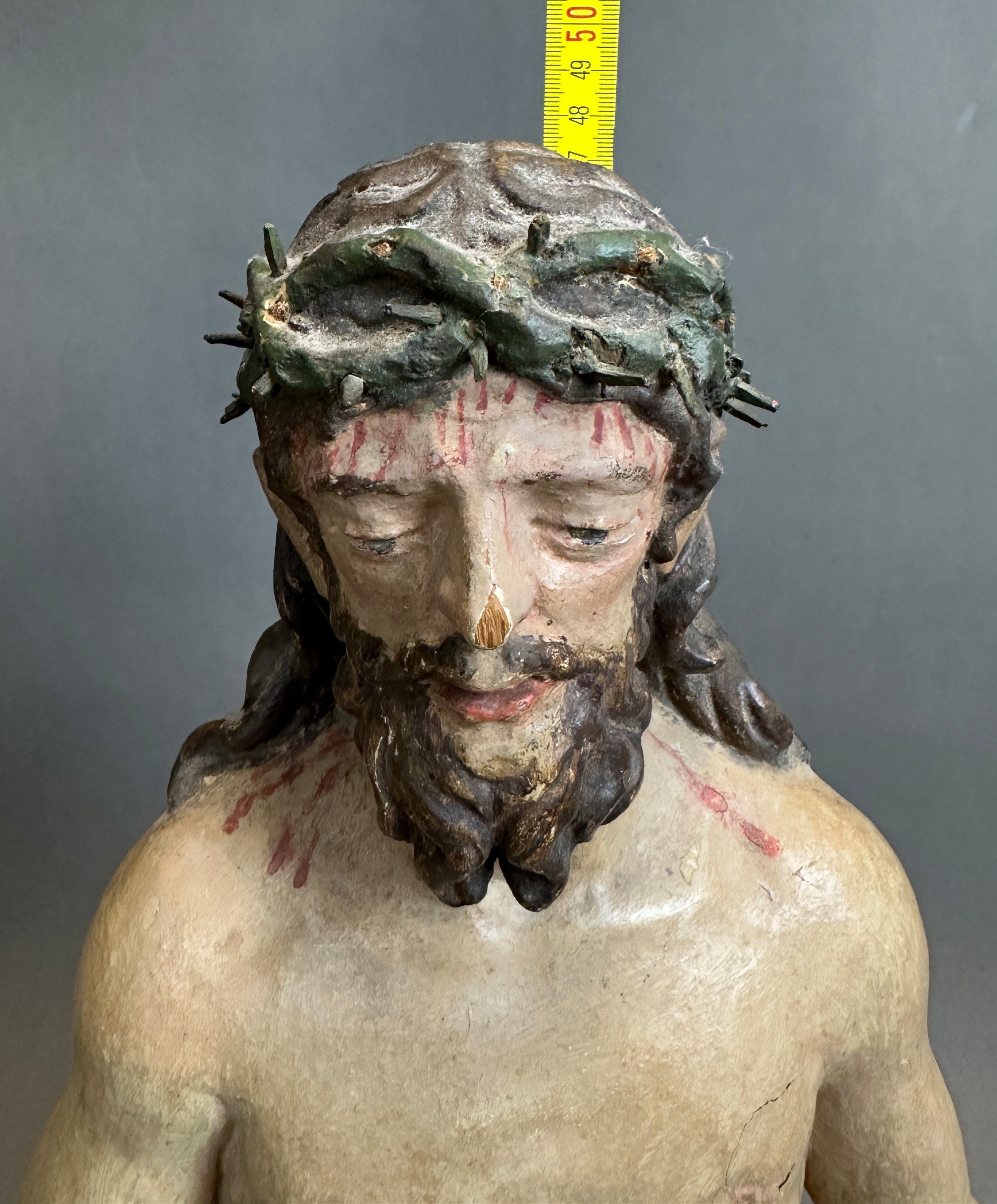 Baroque wooden bust. Jesus Christ as the Man of Sorrows. South Germany. - Image 11 of 11