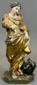 Holzfigur. Maria Immakulata mit Drache. 18. Jahrhundert. Süddeutschland.