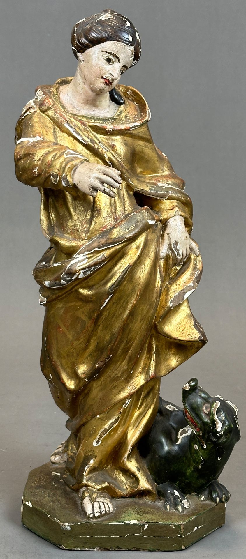 Holzfigur. Maria Immakulata mit Drache. 18. Jahrhundert. Süddeutschland.