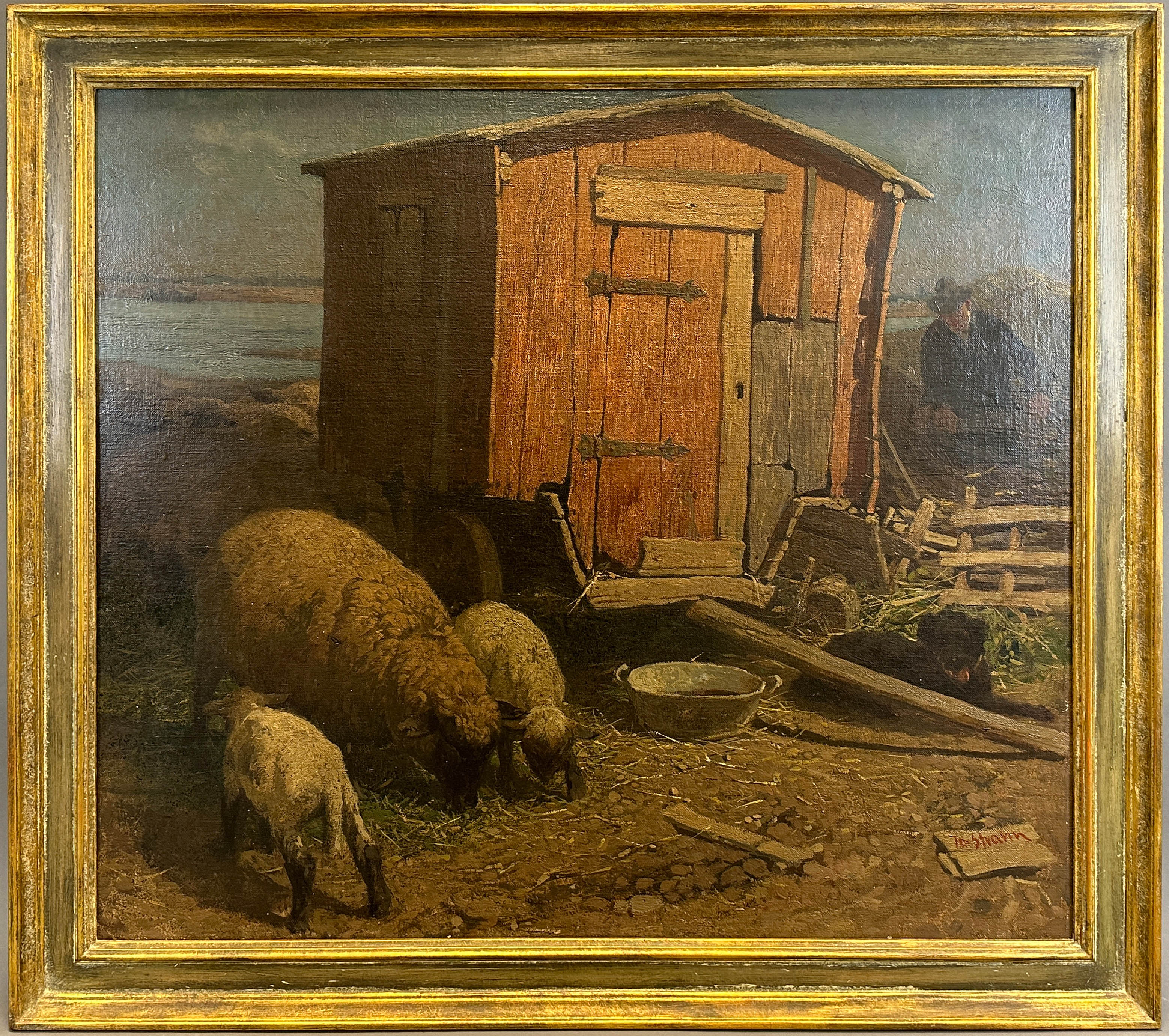 Peter Josef STRAHN (1904 - 1997). Farmer with sheep. - Image 2 of 12
