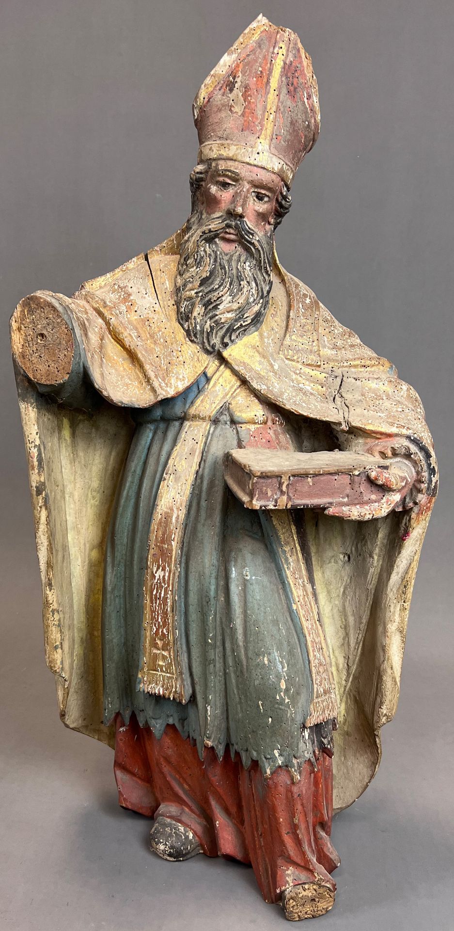 Wooden figure. Probably St Urban with a book. 17th century. Lower Rhine. - Image 5 of 11