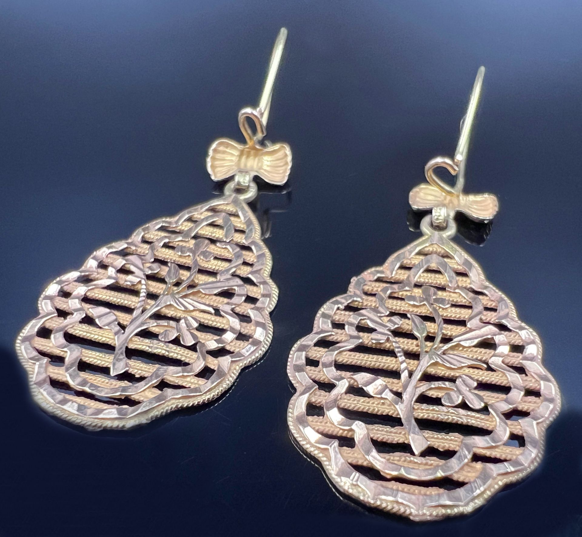 Pair of earrings. 585 yellow gold. - Image 2 of 6