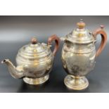 Antique tea and coffee pot. 925 sterling silver. Goldsmiths & Silversmiths Co. London. Circa 1900.