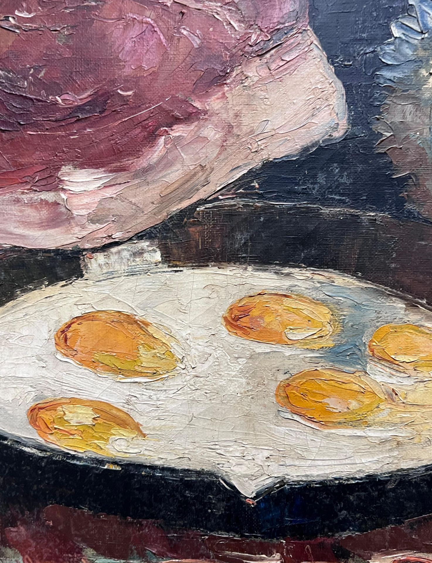 UNSIGNED (XIX - XX). Still life with ham and fried egg. - Image 9 of 16