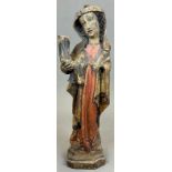 Romanesque wooden figure. Virgin Mary with Christ Child. France.