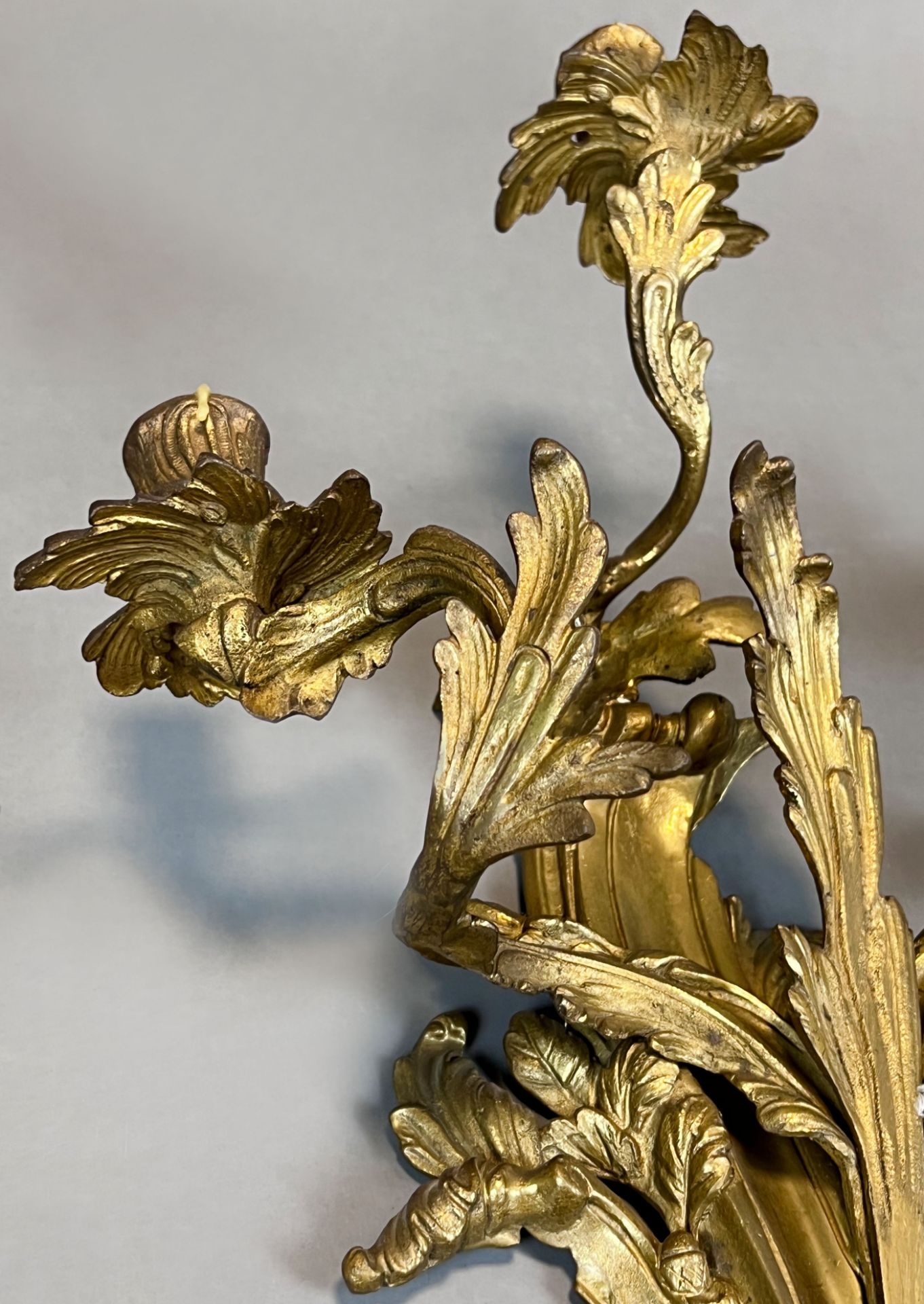 Pair of antique wall candlesticks. Gilt bronze. 19th century. - Image 3 of 11