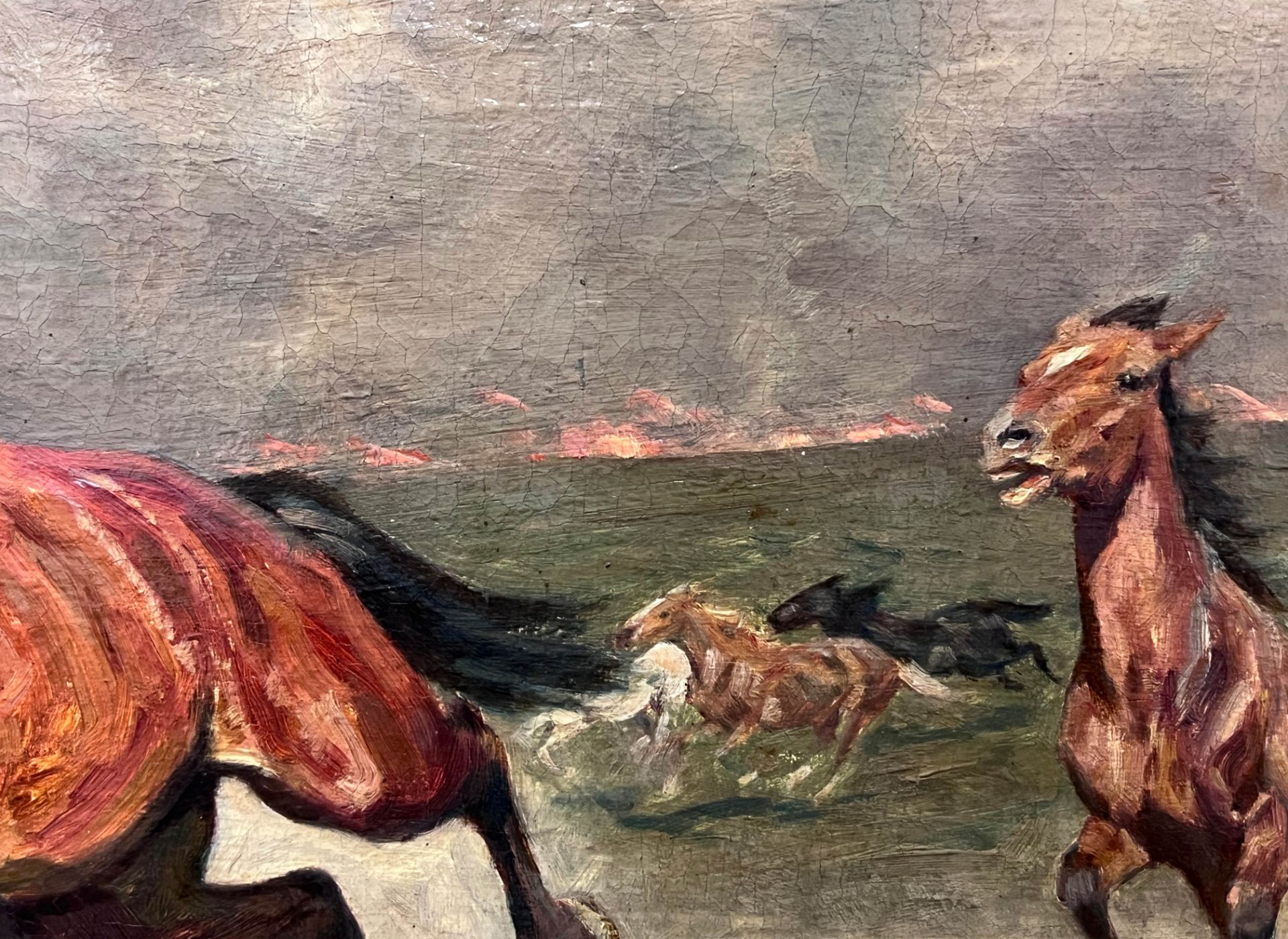 Alfred ROLOFF (1879 - 1951). Vor den Flammen fliehende Herde von Wildpferden. - Bild 10 aus 11