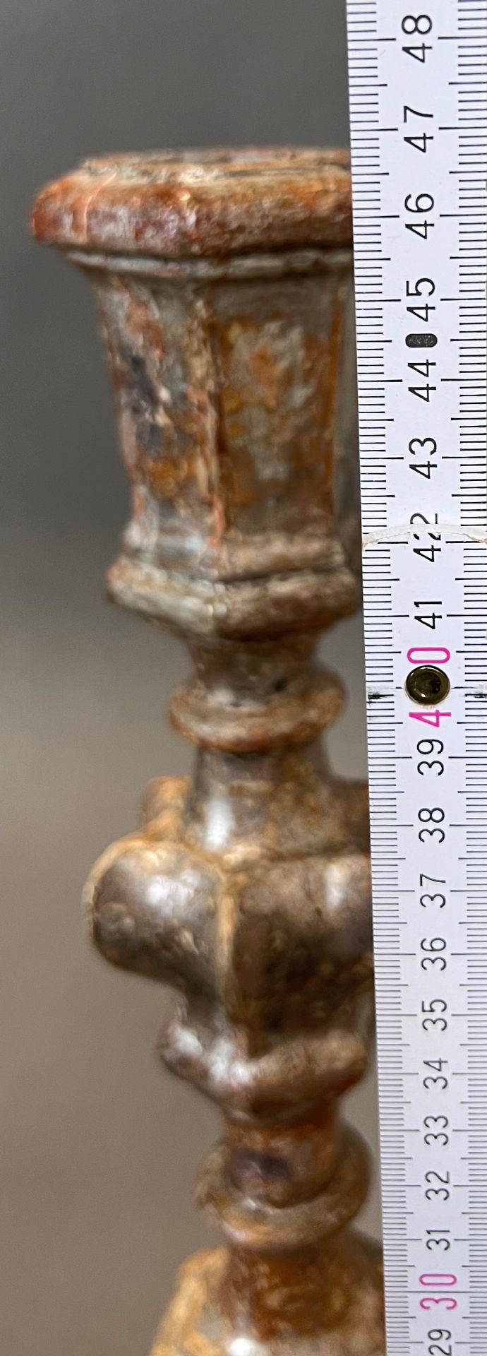 A pair of church altar candlesticks. Wood. Probably 19th century. - Image 9 of 9