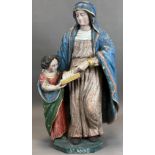 Holzfigur. Hl. Anna mit Maria. Um 1700. Süddeutschland.