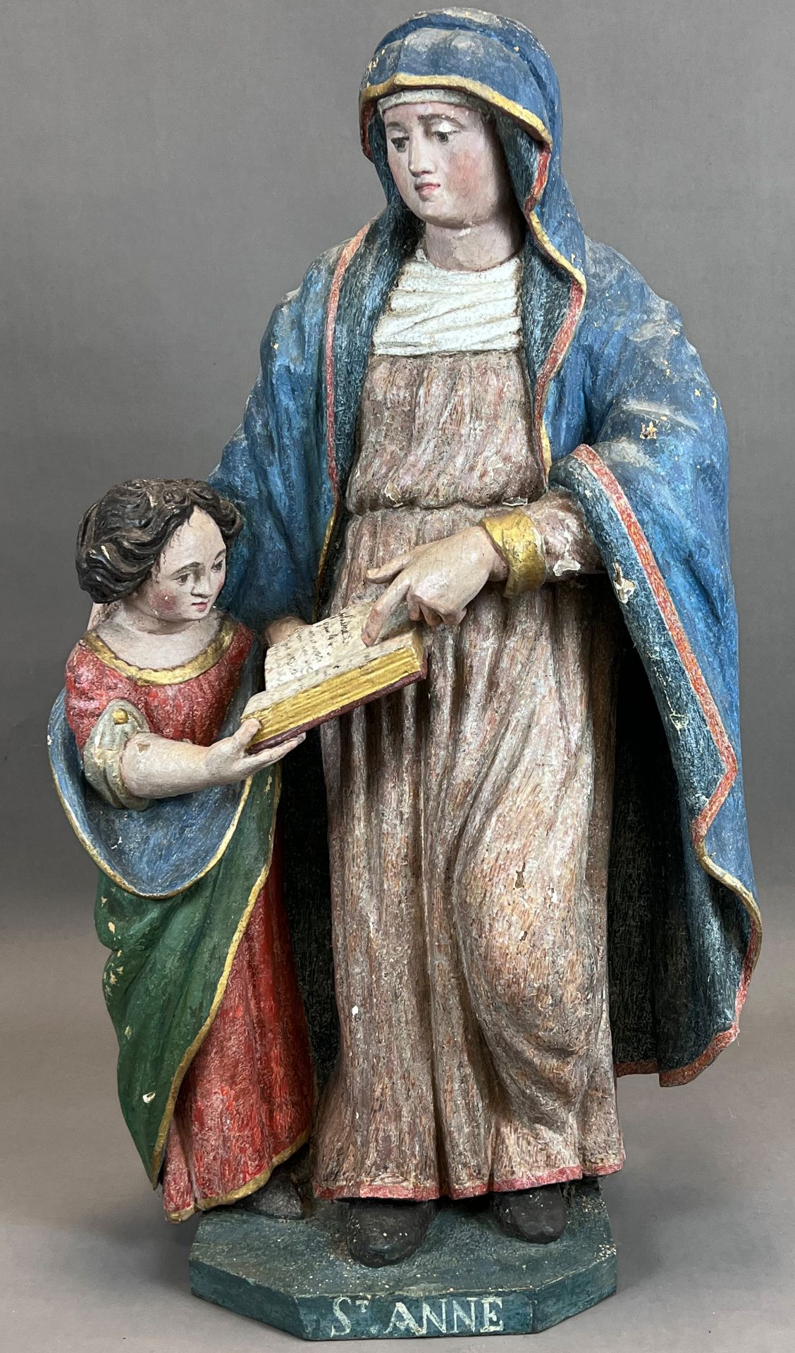 Holzfigur. Hl. Anna mit Maria. Um 1700. Süddeutschland.