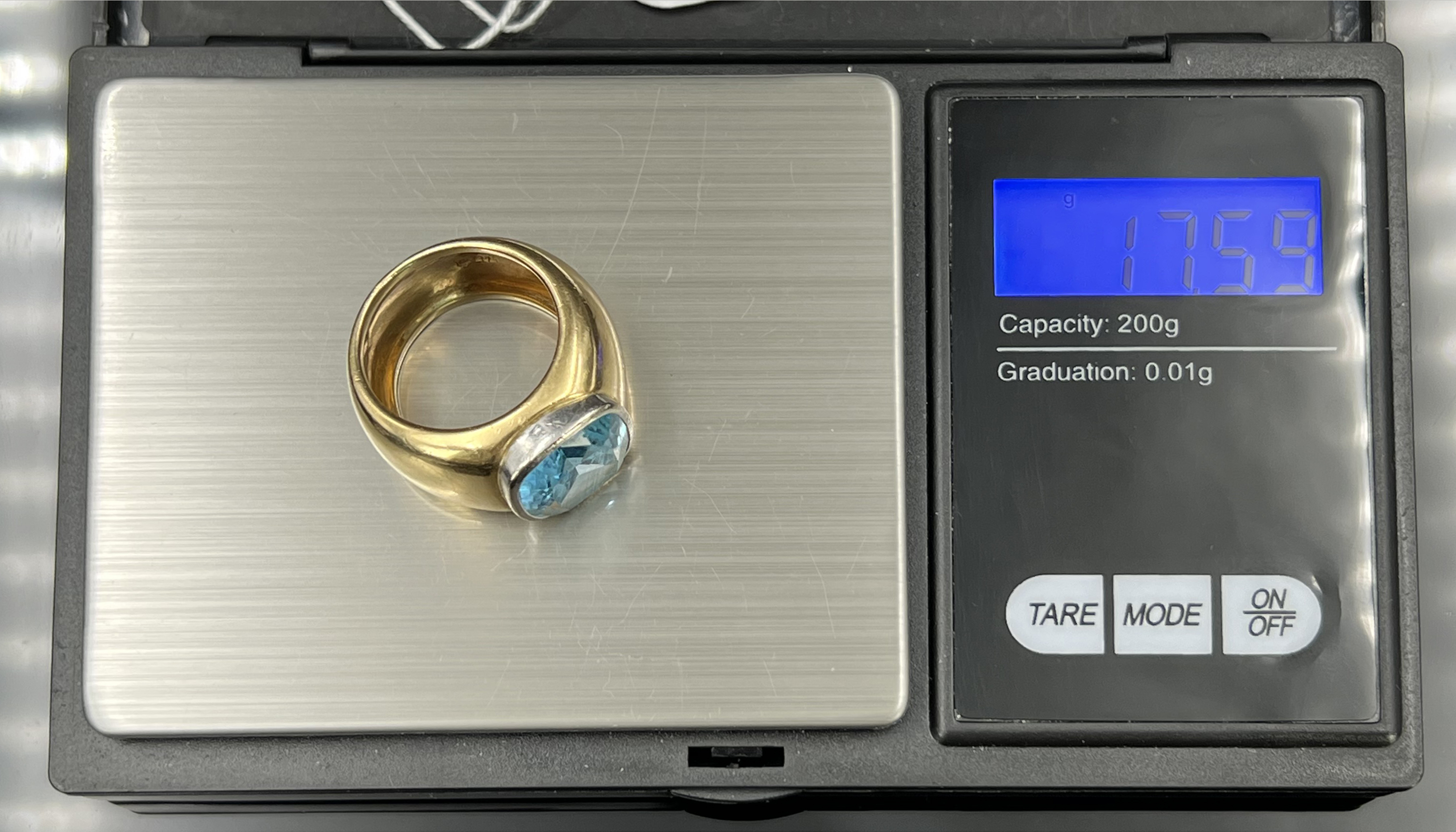 Ladies' ring. 585 yellow gold with an aquamarine-coloured gemstone. - Image 9 of 9