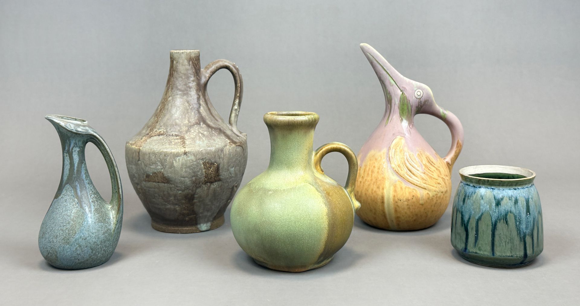 Five ceramic objects. Art Nouveau. Around 1920.