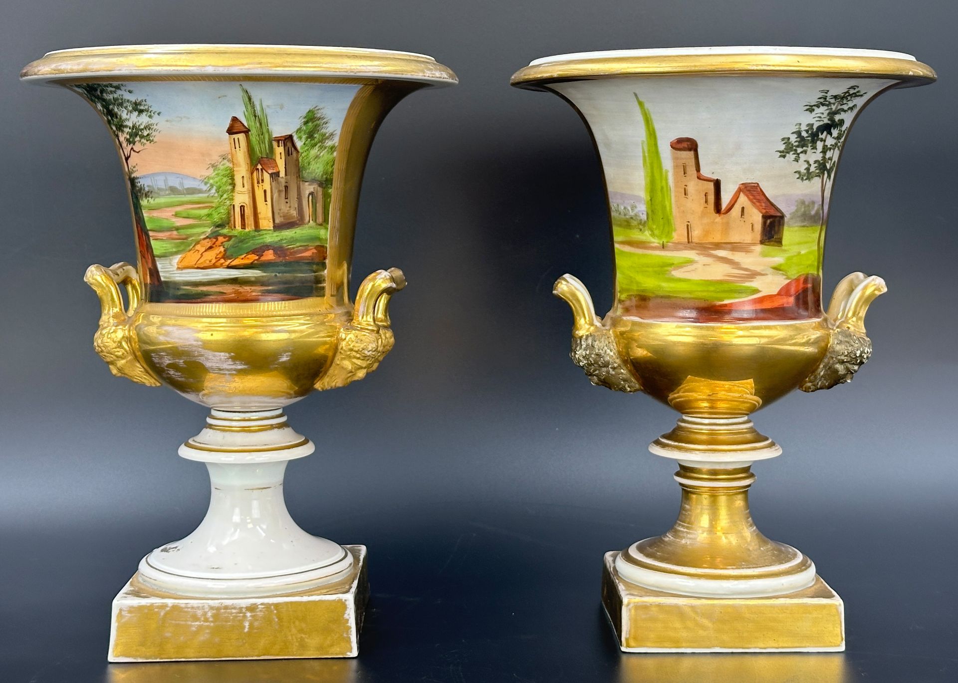 Pair of Empire krater vases. 19th century. - Image 3 of 18