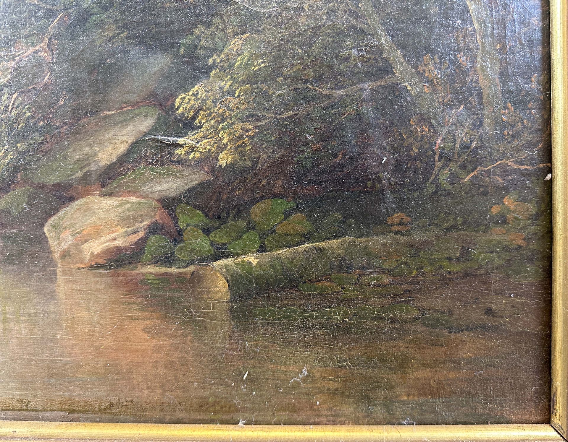 UNSIGNED (XIX). Romantic forest landscape with bridge by the river. - Image 6 of 11