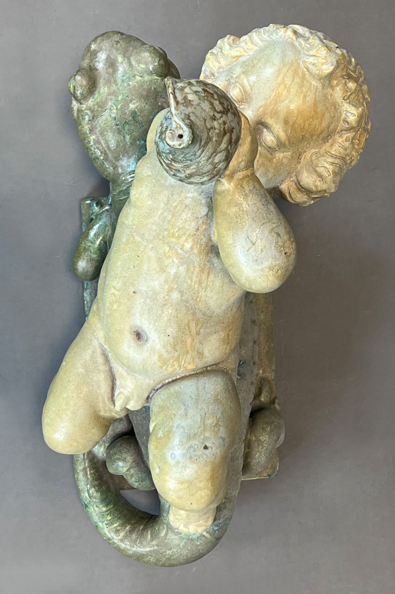 Majolica figure. Putto on a lizard. Early 20th century. - Image 11 of 14
