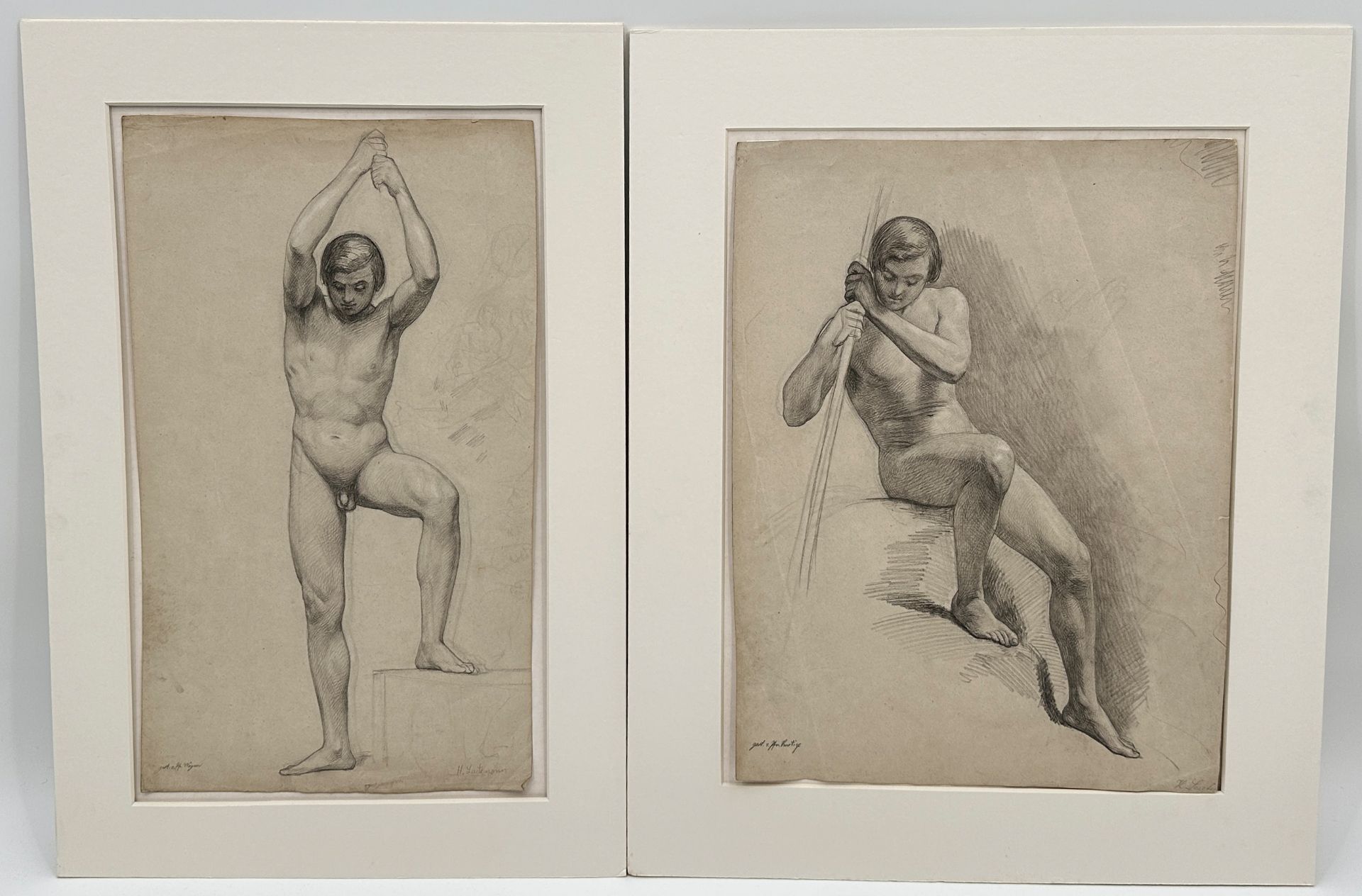 Heinrich LEUTEMANN (1824 - 1905) Zwei Zeichnungen. Studie. Männlicher Akt. - Bild 2 aus 14