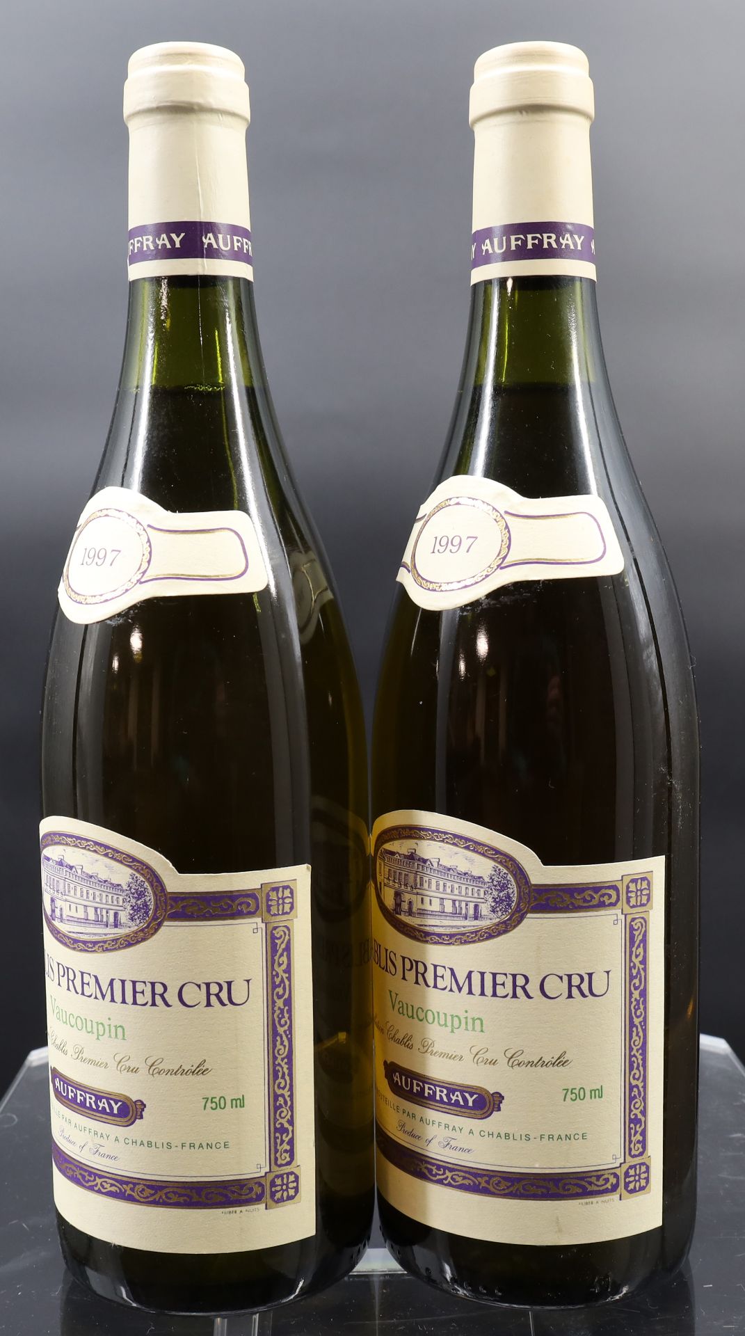 2 bottles of white wine. AUFFRAY. Chablis Premier Cru. 1997. France. - Image 3 of 5