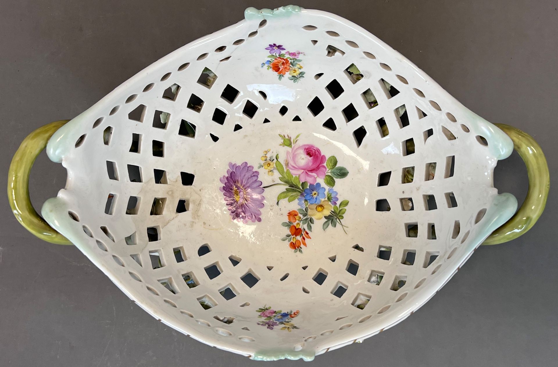 Antique rococo basket bowl. MEISSEN. 19th century. - Image 12 of 17