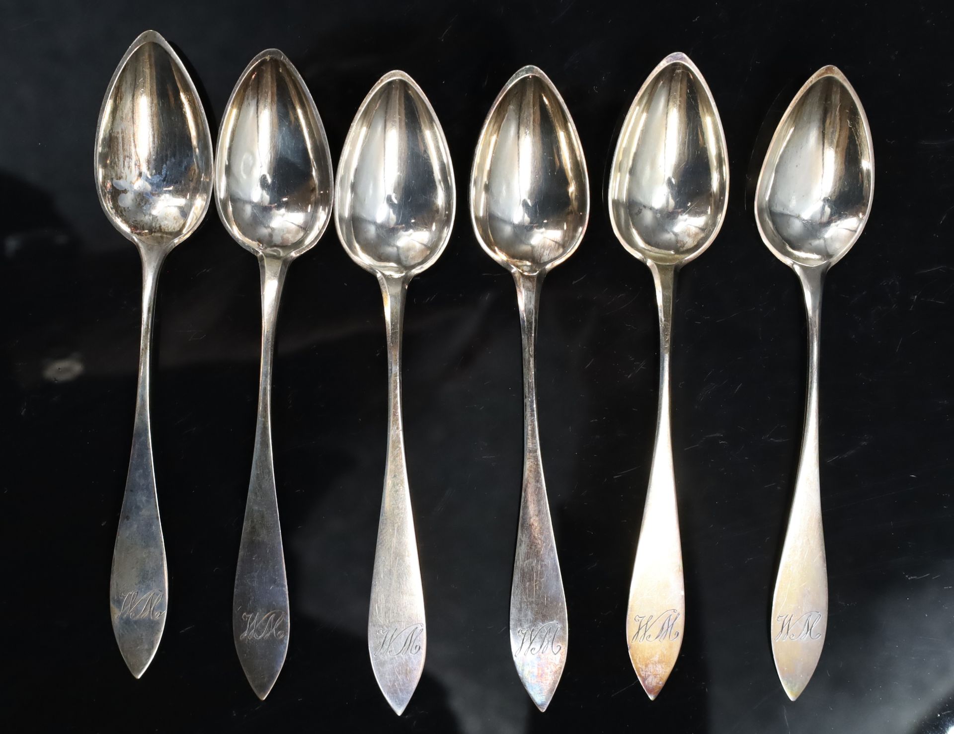 Set of 6 silver spoons. 13 lot. 19th century. - Image 2 of 6