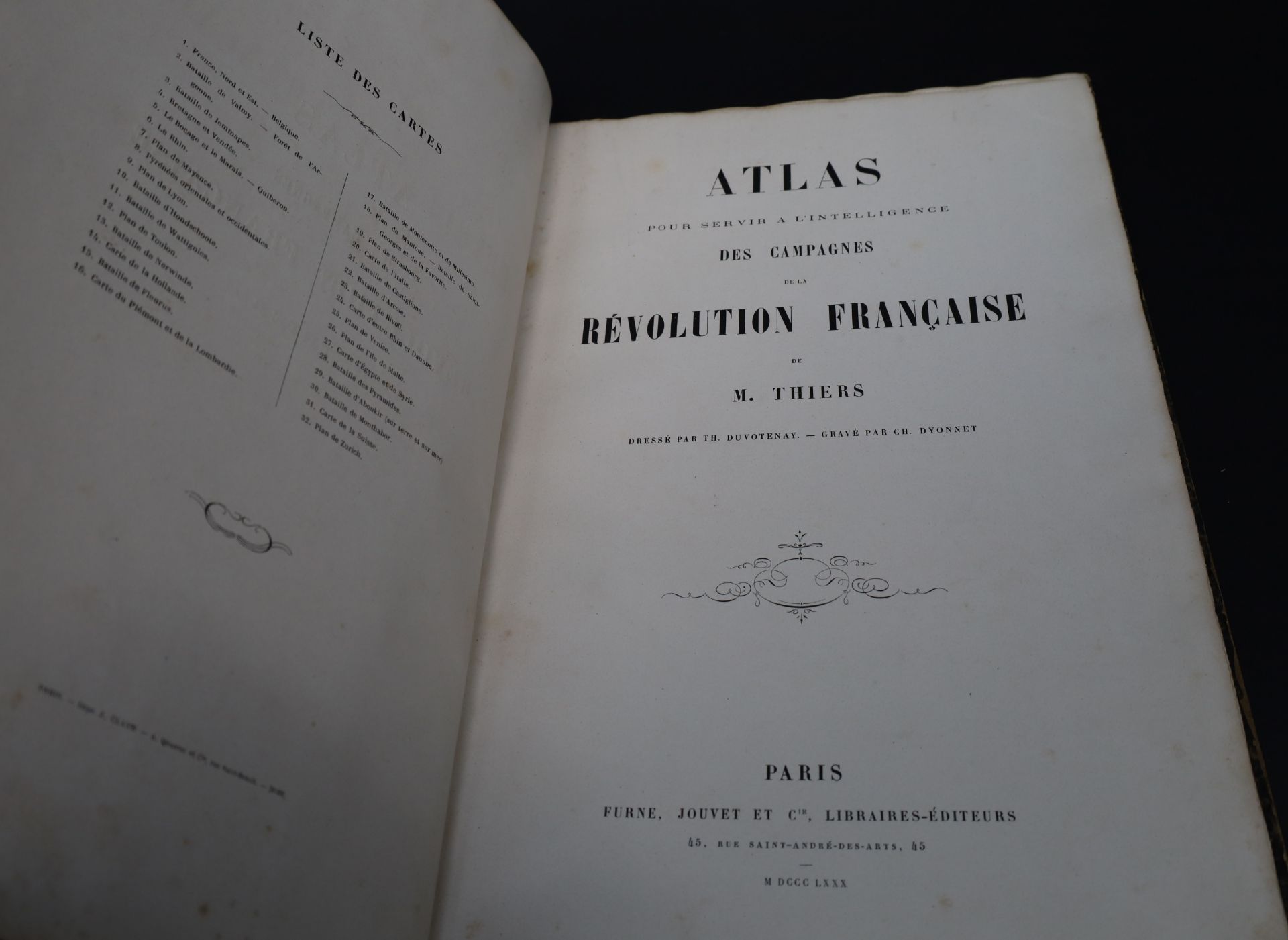 M. THIERS. "Atlas pour l'intelligence des Campagnes de la Révolution Française". - Image 10 of 15