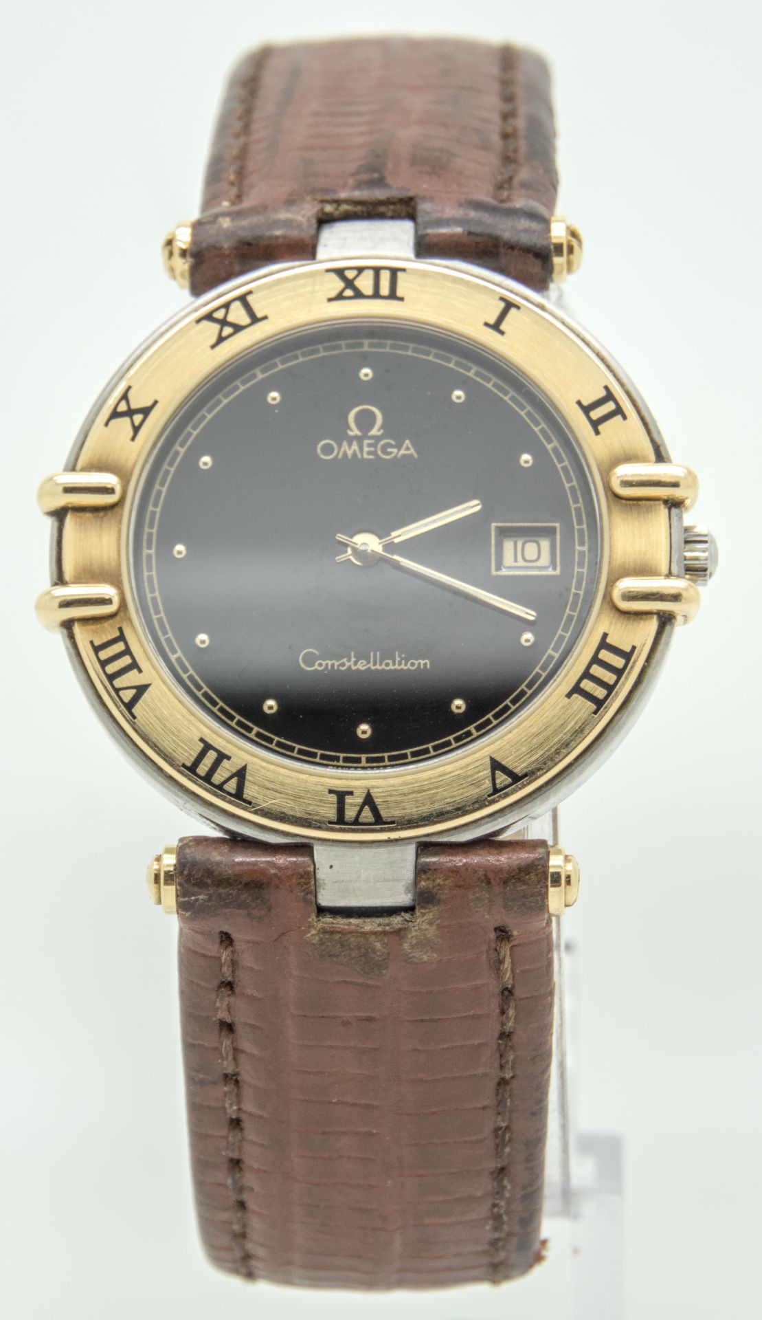 OMEGA. Constellation. Quartz. Yellow gold bezel. Wristwatch. Switzerland. - Image 3 of 5