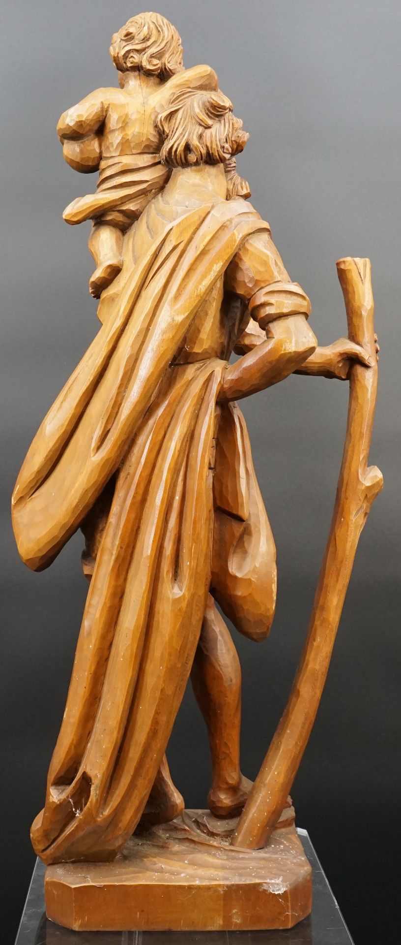 Holzfigur. Hl. Christophorus mit Christuskind. Wohl 20. Jahrhundert. - Bild 3 aus 10