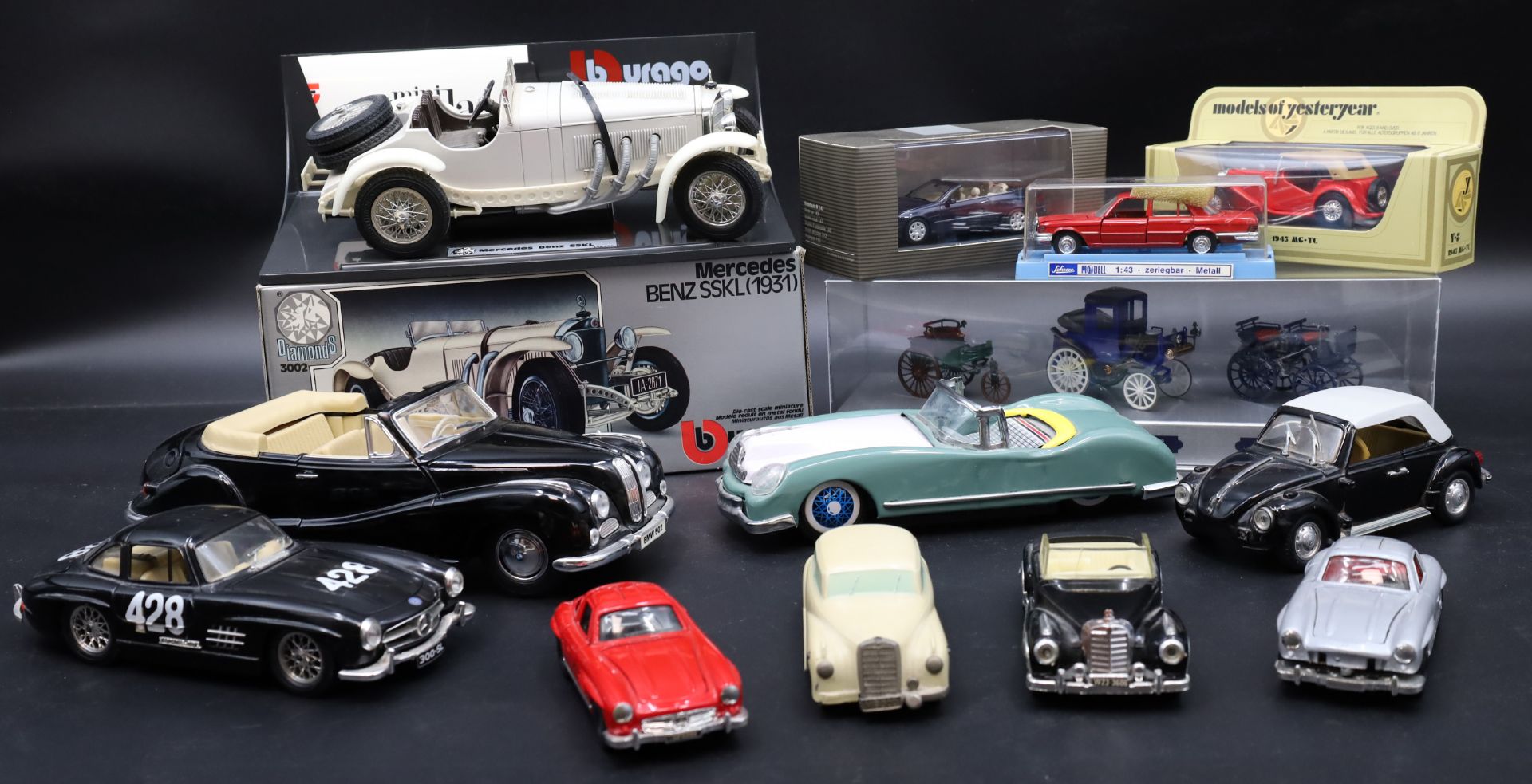 13-piece convolute of model cars. SCHUCO, BURAGO and more.