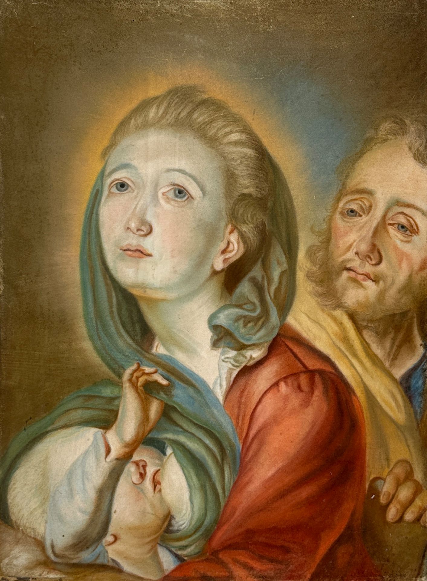 UNLESERLICH SIGNIERT (XIX). Hl. Maria mit Josef und Christuskind.