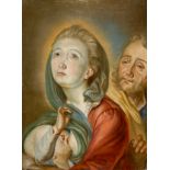 UNLESERLICH SIGNIERT (XIX). Hl. Maria mit Josef und Christuskind.