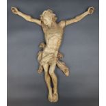 Holzfigur. Gekreuzigter Christus. 19. Jahrhundert.