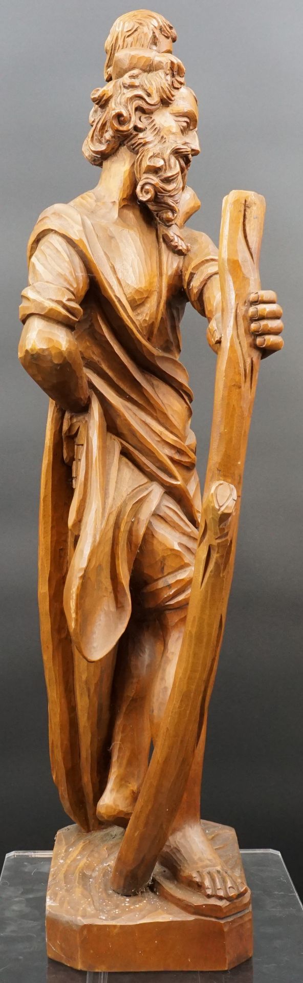 Holzfigur. Hl. Christophorus mit Christuskind. Wohl 20. Jahrhundert. - Bild 4 aus 10