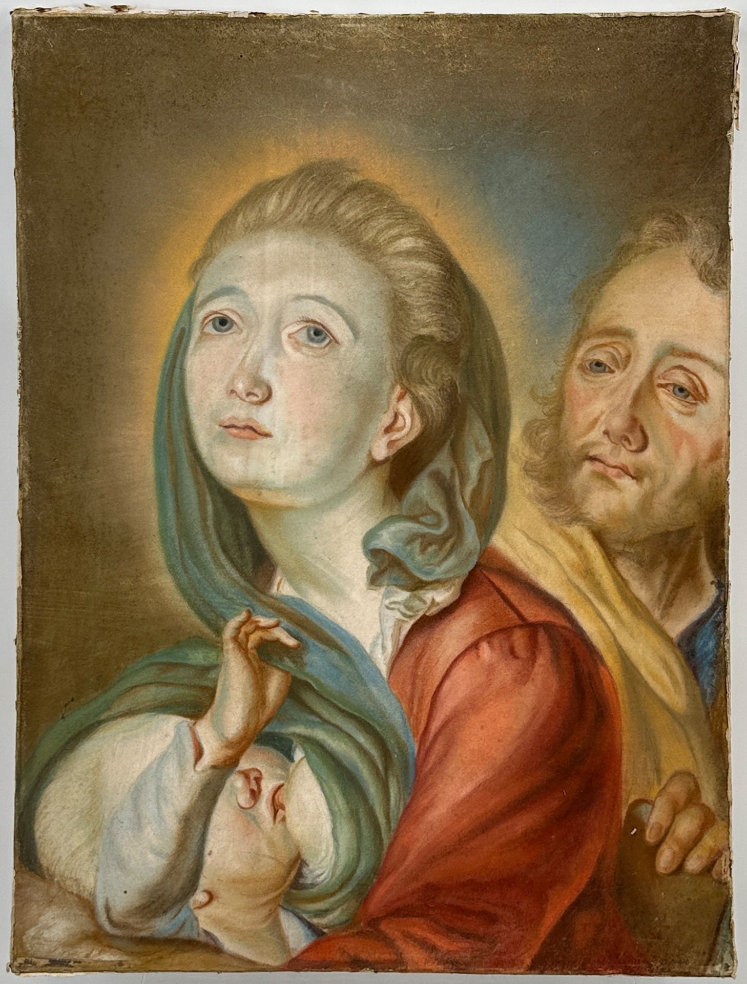 UNLESERLICH SIGNIERT (XIX). Hl. Maria mit Josef und Christuskind. - Bild 2 aus 14