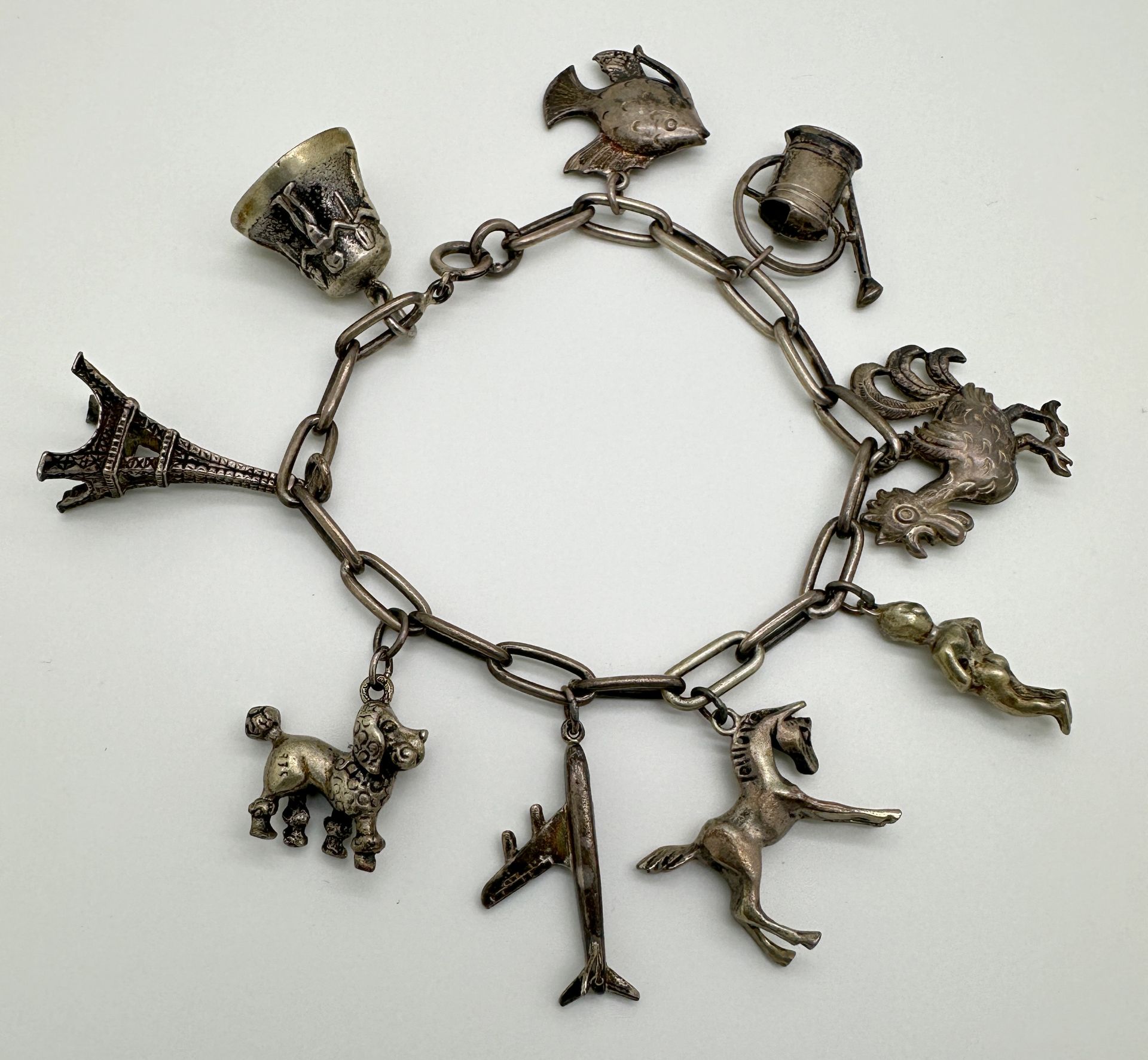 Charm bracelet with pendants. 835 silver. - Image 2 of 8