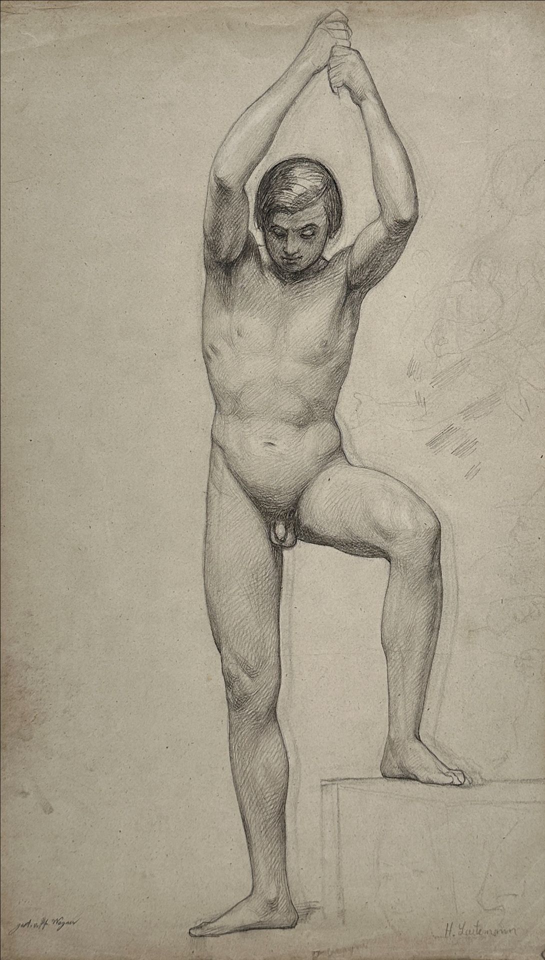 Heinrich LEUTEMANN (1824 - 1905) Zwei Zeichnungen. Studie. Männlicher Akt. - Bild 3 aus 14