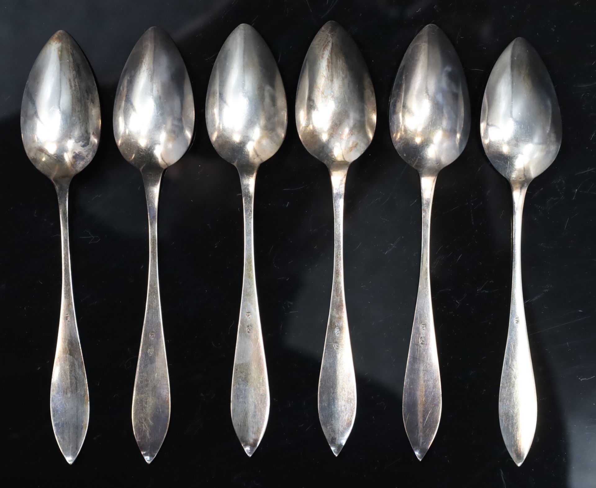 Set of 6 silver spoons. 13 lot. 19th century. - Image 4 of 6