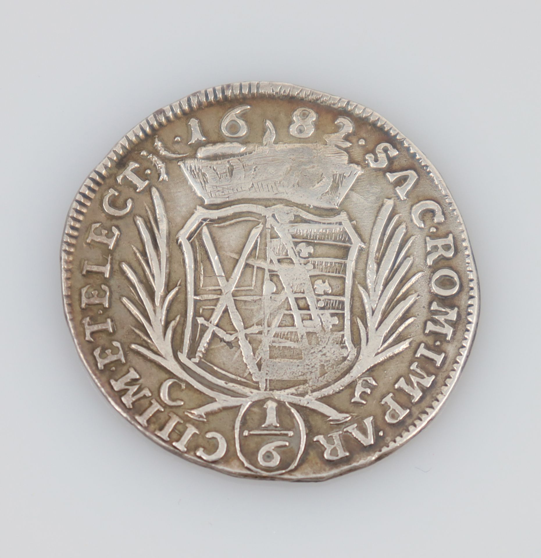 1/6 thaler. Saxony. Albertine line. Silver coin. John George III. 1682. - Image 2 of 3