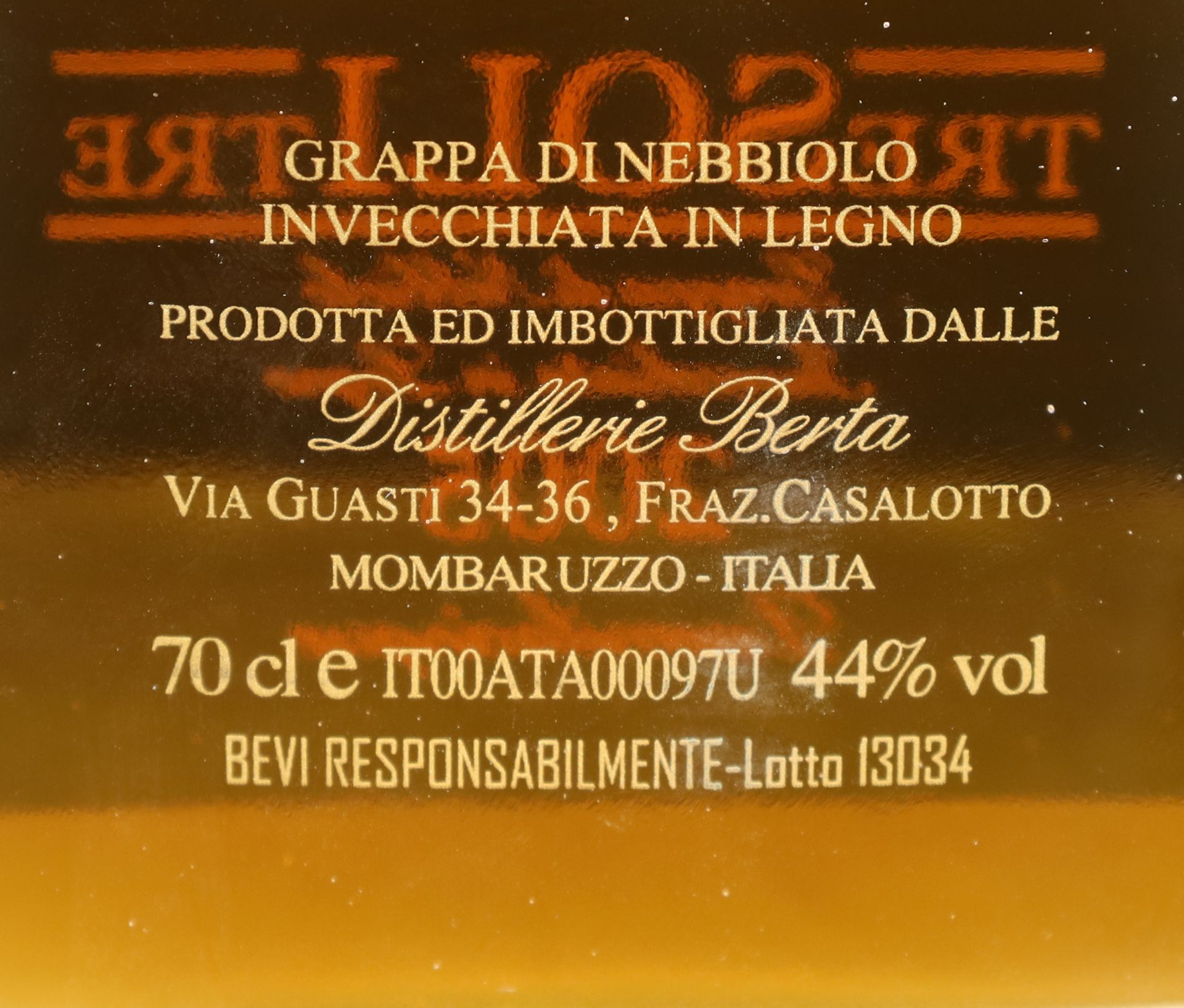 1 Flasche Grappa. BERTA. "Tre Soli Tre". Italien. 2005. - Bild 5 aus 6
