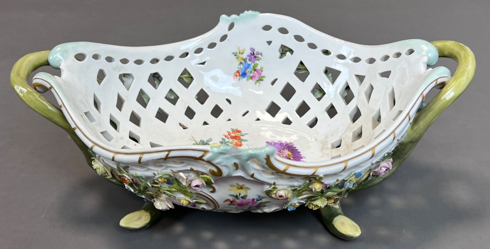 Antique rococo basket bowl. MEISSEN. 19th century. - Image 2 of 17