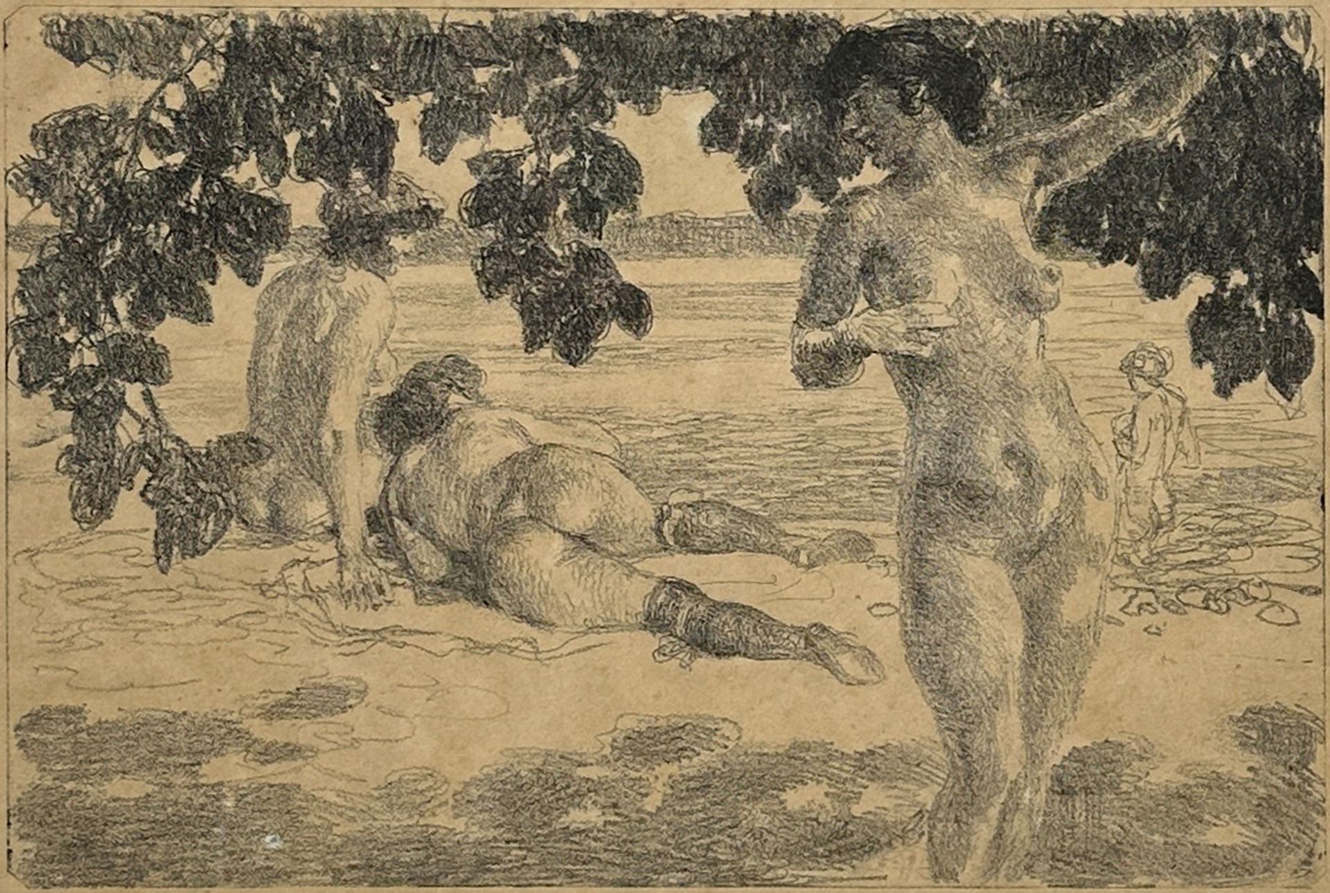 Paul PAEDE (1868 - 1929). Naked woman at the lake.